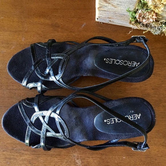 Aerosoles Strappy Black Kitten Heels size 8 1/2 - Picture 5 of 8